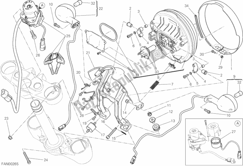 Alle onderdelen voor de Koplamp van de Ducati Scrambler Flat Track Brasil 803 2016